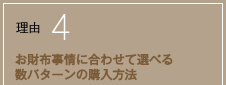 理由4 お財布事情に合わせて選べる数パターンの購入方法
